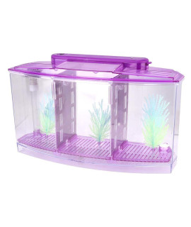 Fish Tank, Adjustable Light Isolation Acrylic Small Aquarium, With Led Light For Small Fishes For Betta With Water Change Valve(Purple)