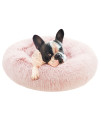 Eterish 23 inches Fluffy Round calming Dog Bed Plush Faux Fur, Anxiety Donut Dog Bed for Small Dogs and cats, Pet cat Bed with Raised Rim, Machine Washable, Pink