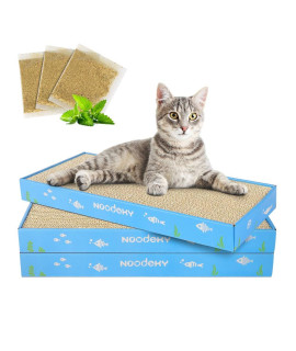 Noodoky 3Pcs cat Scratching Pads, Double-Sided corrugated Horizontal cat Scratcher cardboard, Scratch Board