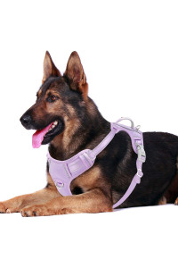 BARKBAY No Pull Dog Harness Front clip Heavy Duty Reflective Easy control Handle for Large Dog Walking with ID tag Pocket(Violet Purple,XL)