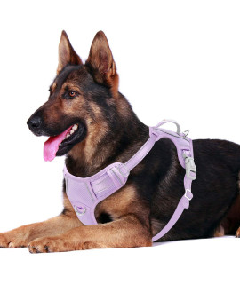 BARKBAY No Pull Dog Harness Front clip Heavy Duty Reflective Easy control Handle for Large Dog Walking with ID tag Pocket(Violet Purple,XL)