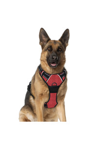 BARKBAY No Pull Dog Harness Large Step in Reflective Dog Harness with Front Clip and Easy Control Handle for Walking Training Running(Roi Red,XL)