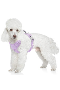 BARKBAY No Pull Dog Harness Front Clip Heavy Duty Reflective Easy Control Handle for Large Dog Walking with ID tag Pocket(Violet Purple,S)