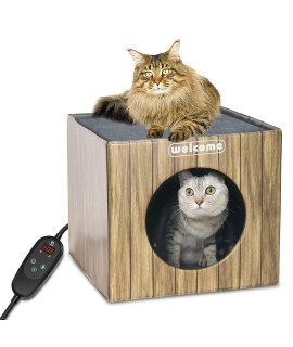 Heated Cat Houses for Outdoor Cats, PETNF Weatherproof Feral Cat House for Indoor Outside Cats Small Dogs in Winter, Heated Cat Bed with Pet Heating Pad, Foldable Waterproof Safe Insulated Cat Shelter