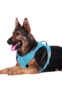 BARKBAY No Pull Dog Harness Front Clip Heavy Duty Reflective Easy Control Handle for Large Dog Walking with ID tag Pocket(Ocean Blue,XL)