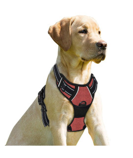 BARKBAY No Pull Dog Harness Front Clip Heavy Duty Reflective Easy Control Handle for Large Dog Walking(Rio Red,S)