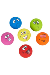 Coricorsu Dog Toy Squeaky Dog Toys Funny Face Chewing Latex Rubber Soft Fetch Play Interactive Dog Balls for Puppy Small Medium Pet Dog (6PCS)