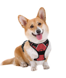 No Pull Dog Harness Large Step in Reflective Dog Harness with Front Clip and Easy Control Handle for Walking Training Running(Roi Red,M)
