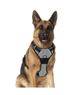 No Pull Dog Harness Large Step in Reflective Dog Harness with Front Clip and Easy Control Handle for Walking Training Running(Flint Gray,XL)