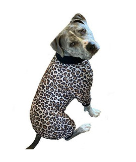 Tooth and Honey Pitbull Pajamas/Leopard Print Big Dog Pajamas Jumpsuit Lightweight Pullover Onesie Full Coverage Dog Pjs