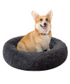 Dancewhale Calming Dog Bed, Anti Anxiety Round Donut Cat Bed For Medium Large Pet, Warming Cozy Soft Plush Cuddler Fuzzy Cusion Comfy Furry Mat(Pink 276)