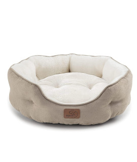 Bedsure Small Dog Bed for Small Dogs Washable - Round Cat Beds for Indoor Cats, Round Pet Bed for Puppy and Kitten with Slip-Resistant Bottom, Camel, 20 Inches