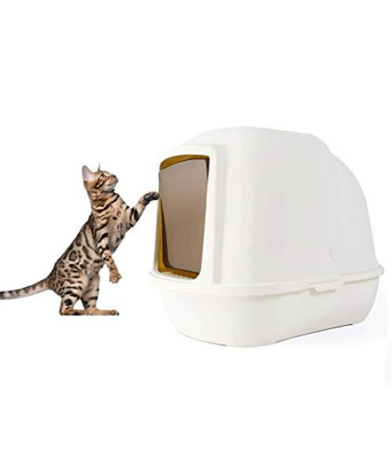 YUIOLIL Detachable Flip Cat Toilet, Fully Enclosed to Prevent Splashes, Top Vent Design, Filter Cat Litter Prevent Bringing Out Easy to Clean, Suitable for Fat Cat or Multi-cat Families