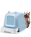 YUIOLIL Cat Litter Tray Fully Enclosed Large Cat Toilet,Two-Way Door Prevent Splash Drawer Design Easy to Clean Non-Slip Bottom and Durable,Cute Cat Ears