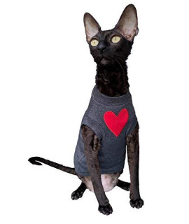 Kotomoda Hairless Cat's Cotton Stretch T-Shirt I Love You Dark Grey (XL)