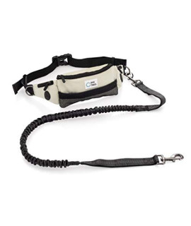 One Trail Hands Free Dog Leash | Durable Bungee Leash with No-Bounce Pack | for Men & Women | Large or Medium Dogs (Large Dog Light Grey)
