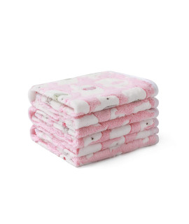 1 Pack 3 Blankets Super Soft Fluffy Premium Cute Elephant Pattern Pet Blanket Flannel Throw For Dog Puppy Cat Pink Medium(30X20 Inch)