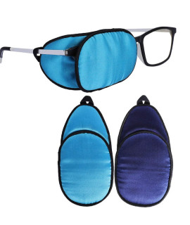 eZAKKA Eye Patches for Adults Kids Eye Patch for glasses Silk Patch for Lazy Eye Amblyopia Strabismus and After Surgery (Light Blue + Deep Blue)