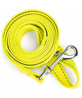 Reflective Nylon Safety Leash (Yellow) | Bright, Visible Dog Leash for Small/Medium/Large Breeds of Pets | 6 ft. Easy-Clip Rope Leash for Dog Walking & Pet Protection