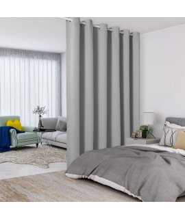 Lordtex Silver Room Divider Curtains - Total Privacy Wall Room Divider Screens Sound Proof Wide Blackout Curtain For Living Room Bedroom Patio Sliding Door, 1 Panel, 10Ft Wide X 8Ft Tall