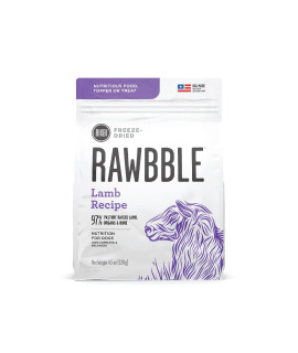 BIXBI Rawbble Freeze Dried Dog Food, Lamb Recipe, 4.5 oz - 97% Meat and Organs, No Fillers - Pantry-Friendly Raw Dog Food for Meal, Treat or Food Topper - USA Made in Small Batches