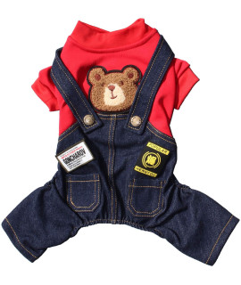Dog costume clothes, cute Denim Overalls for Small & Medium Pets, Boy & girl Dogs coats Jeans T-Shirts Sweatshirts