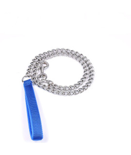 Petiry Chain Leash Metal Dog Leash Chrome Plated with Soft Padded Handle for Medium Dogs/Blue