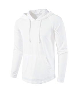 Sir7 Mens Gym Workout Active Long Sleeve Pullover Lightweight Hoodie Casual Hooded Sweatshirts(White X-Large)