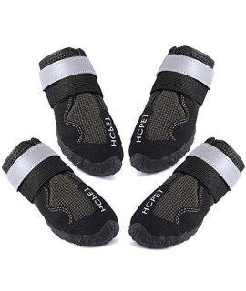 Waterproof Dog Boots, Reflective Adjustable Dog Shoes Anti-Slip Paw Protectors 4PCS (4# 2.56" (L) x1.97(W))