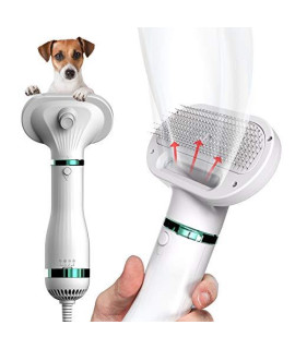 ECOCONUT Pet Hair Dryer, Dog Cat Hair Dryer with Slicker Brush, 2 in 1 Portable Dog Blow Dryer, Adjustable Temperature 3 Settings & Low Noise, Detachable Comb, Pet Hair Dryer for Medium Small Dogs Cat