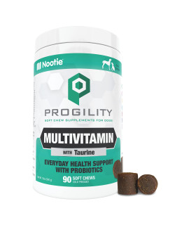 Nootie PROGILITY Daily Multivitamin Chews for Dogs - Supports Immunity, Heart, Eye, Brain, and Bone Health with Taurine- For All Dog Sizes - 90 ct. - Sold in Over 4,000 Pet Stores