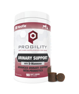 Nootie PROGILITY Daily Urinary Support Chews for Dogs - Helps Eliminate Harmful Bacteria with D-Mannose-Immune Boosting and Anti-Inflammatory - For All Dog Sizes - 90 ct