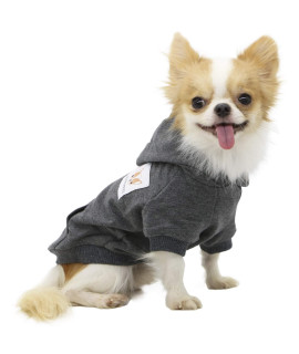 LOPHIPETS Dog Cotton Hoodies Sweatshirts for Small Dogs Chihuahua Puppy Clothes Cold Weather Coat-Charcoal/L