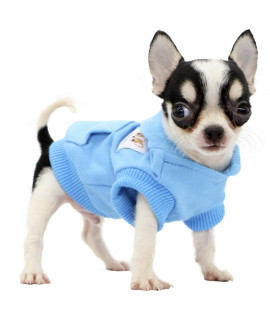 LOPHIPETS Dog Cotton Hoodies Sweatshirts for Small Dogs Chihuahua Puppy Clothes Cold Weather Coat-Cambridge Blue/XS