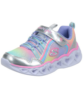 Skechers Girls Heart Lights-Rainbow Lux Sneaker, Silvermulti, 6 Toddler Us
