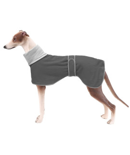 Greyhound Cosy Fleece Jumper Dog Winter Coat With Warm Fleece Lining Outdoor Dog Apparel With Adjustable Bands For Medium Large Dog -Gray-Xxxl