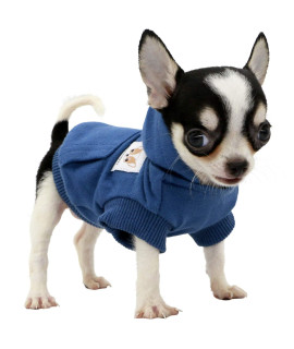 LOPHIPETS Dog Cotton Hoodies Sweatshirts for Small Dogs Chihuahua Puppy Clothes Cold Weather Coat-Navy/XXS