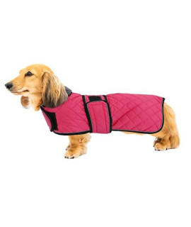 Warm Thermal Quilted Dachshund Coat, Dog Winter Coat With Warm Fleece Lining, Outdoor Dog Apparel With Adjustable Bands For Medium, Large Dog-Pink-S