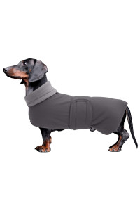 Dachshund Coats Sausage Dog Fleece Coat In Winter Miniature Dachshund Clothes With Hook And Loop Closure And High Vis Reflective Trim Safety - Gray - L