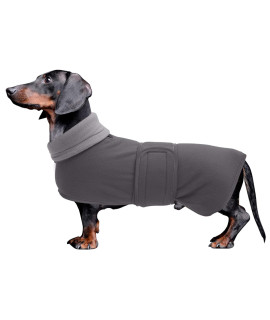 Dachshund Coats Sausage Dog Fleece Coat In Winter Miniature Dachshund Clothes With Hook And Loop Closure And High Vis Reflective Trim Safety - Gray - L