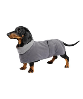 Dog Jacket, Dog Coat Perfect For Dachshunds, Dog Winter Coat With Padded Fleece Lining And High Collar, Dog Snowsuit With Adjustable Bands-Gray-L