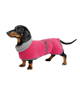 Dog Jacket, Dog Coat Perfect For Dachshunds, Dog Winter Coat With Padded Fleece Lining And High Collar, Dog Snowsuit With Adjustable Bands-Pink-Xl