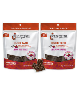 SHAMELESS PETS Dog Jerky Treats - Duck Jerky for Dogs Made with Upcycled Ingredients Zero Artificial Flavors, Supports Healthy Digestion - Duck-Tato, Pack of 2