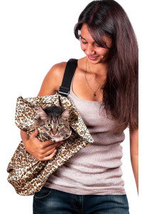 PURRFEcT POUcH The Original AS SEEN ON TV The comfy cat carrier Sling grooming Sack in One (Set of 2) Washable and Folds (Leopard)
