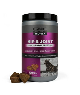 GNC Pets ULTRA Hip & Joint Soft Chews, Large Breed, Chicken Flavor. 120-ct in a 32-oz Canister | Dog Hip & Joint Supplement Chewable Chicken Flavor | Dop Hip and Joint Supplements