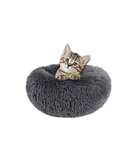 waitata Modern Soft Plush Round Dog Bed Cat Bed Donut Pet Bed for Small Dogs and Cats Self Warming Indoor Sleeping Bed Multiple Sizes (20''/24''/28'') (L?28 in, Dark Gray)