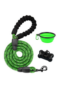 BARKBAY Dog Leash for Large Dogs Rope Leash Heavy Duty Dog Leash with comfortable Padded Handle and Highly Reflective Threads 5 FT for Small Medium Large Dogs(green)
