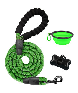 BARKBAY Dog Leash for Large Dogs Rope Leash Heavy Duty Dog Leash with comfortable Padded Handle and Highly Reflective Threads 5 FT for Small Medium Large Dogs(green)