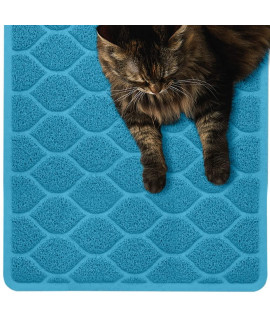 Mighty Monkey Durable Easy clean cat Litter Box Mat, great Scatter control Mats, Keep Floors clean, Soft on Sensitive Kitty Paws, cats Accessories, Large Size, Slip Resistant, 24x17, Dark Turquoise