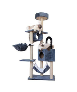 Zyle 61 Large Multi-Level Cat Tree Condo House Furniture With Sisal-Covered Scratching Posts Suit For Kittens Cats And Pet